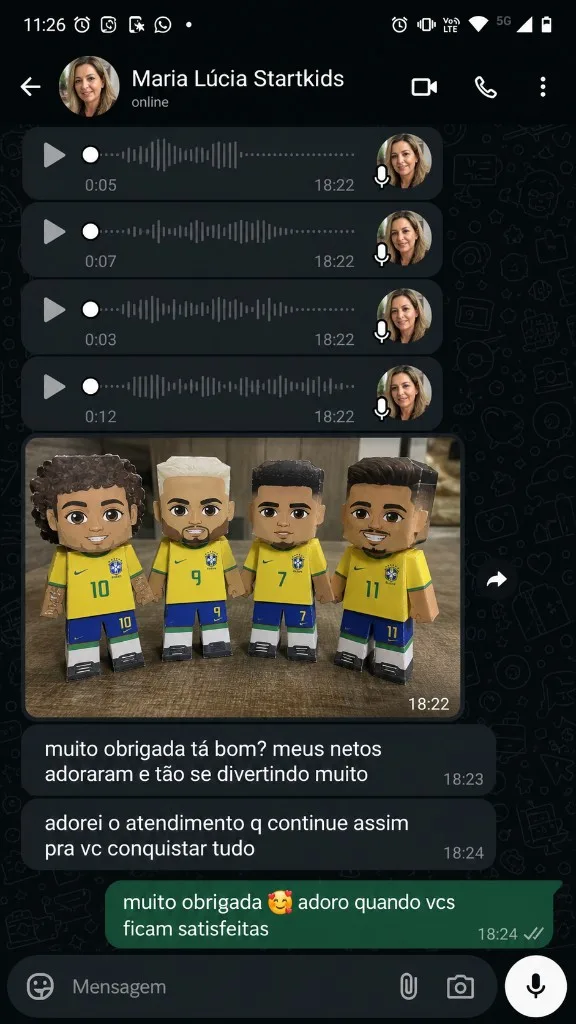 Depoimento recebido após acesso aos bonecos GolCraft