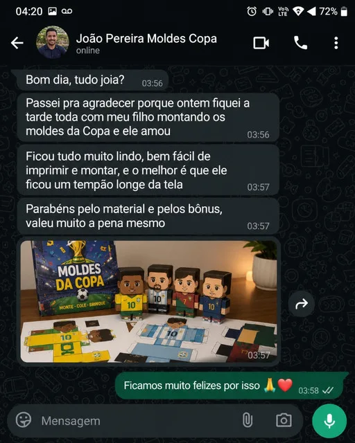 Depoimento recebido após acesso aos bonecos GolCraft