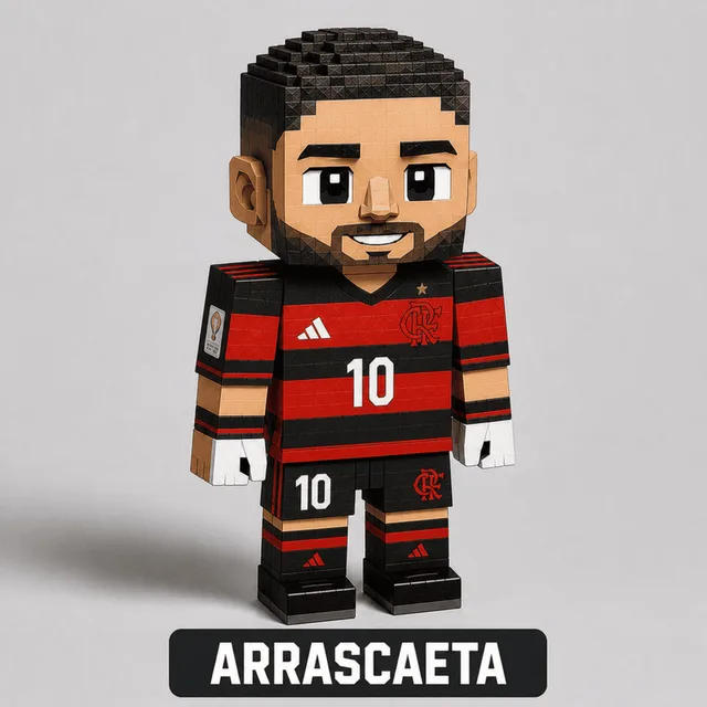 Boneco de jogador de futebol estilizado em blocos para imprimir e montar