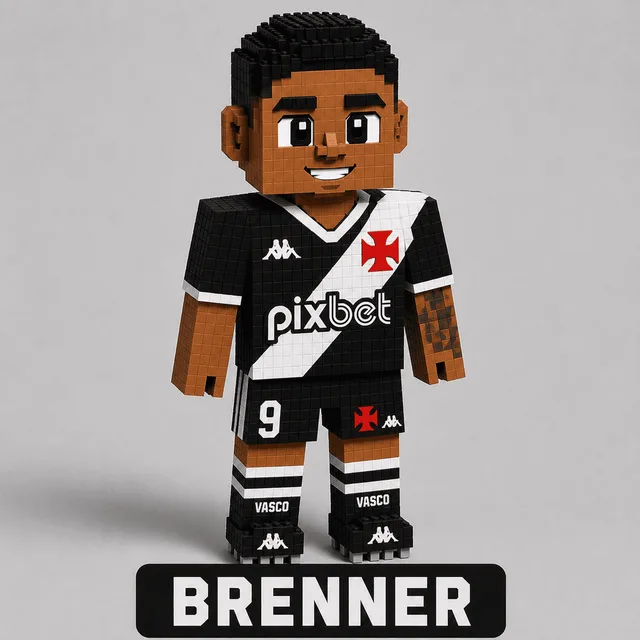 Boneco de jogador de futebol em estilo voxel para imprimir e montar