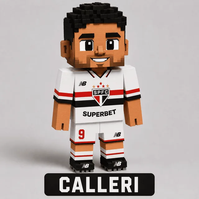 Boneco de jogador de futebol em estilo voxel para imprimir e montar
