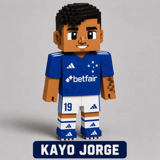 Boneco de jogador de futebol estilizado em voxels para imprimir e montar