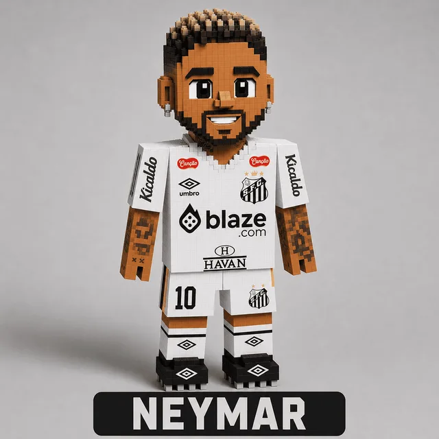 Boneco de papercraft de Neymar em estilo voxel