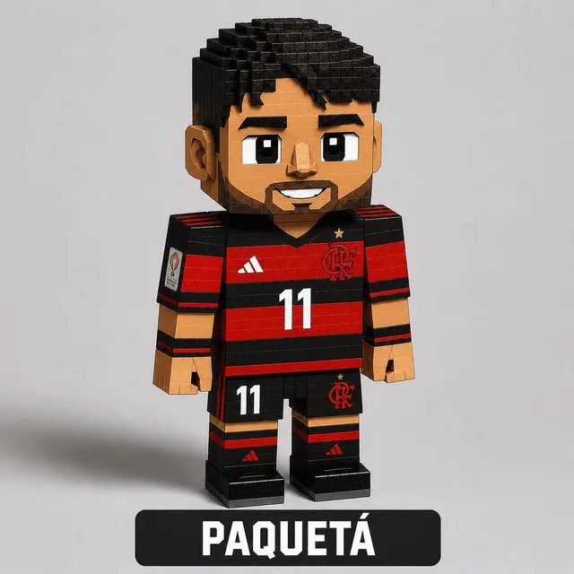 Boneco de papercraft de Paquetá em estilo voxel